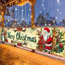 Merry Christmas Banner 118x20 Inch Santa Snowman Holiday Backdrop Festive and Traditional Decorations for Home and Party Supplies Joyful Christmas Wall Sign to Create a Cheerful Holiday