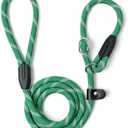 WePet Dog Training Slip Leash, No Pull, Durable Reflective Lead, Puppy Heavy Duty Loop Rope, Comfortable Handle, 6 ft, 1/ 2 inch, diam. Forest/ White