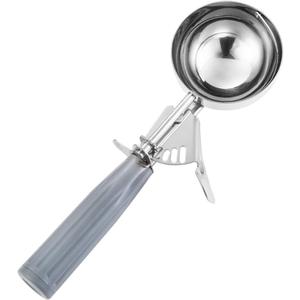 Saebye Portion Scoop - #8 (4 oz) - Disher, Large Ice Cream Scoop with Trigger, Cookie Scoop, Food Scoop, Muffin Scoop - Portion Control - 18/8 Stainless Steel, Grey Handle