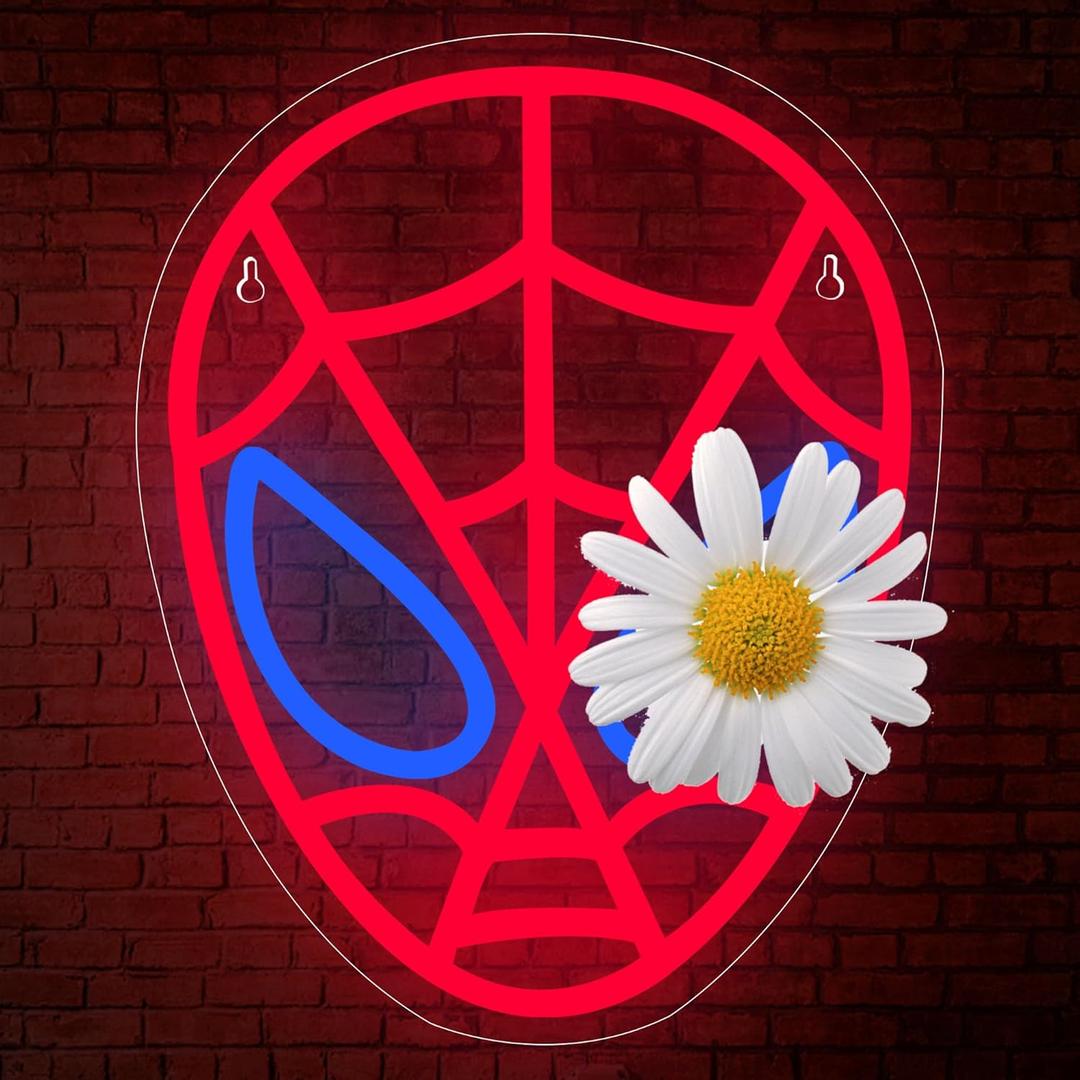 Spider Neon Sign,Spider LED Sign for Children Room,Anime Neon Lights,Superheo Light Up Sign for Bedroom,Game Room,Cool Gifts for Man,Children,Teen Boys,Anime Movie Fans,Size 13.4*10.6 in(XD132) (S-Red&Blue)