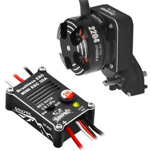 GOUPRC 2204 2400KV Brushless Outrunner Motor with Transmission & 30A Brushless Esc for SCX24 RC Crawler Axial 1/24 RC Car Truck