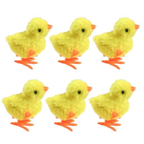 GlyinnHe 6pack Jumping Chick Wind Up Toys Easter Plush Wind Up Toys for Kids Toddlers Adult Easter Egg Hunt Basket Stocking Stuffers Party Favors Goody Bag Fillers Gifts