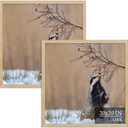 20x20 Oak Wood Poster Frame 2 Pack, Natural Solid Wood Photo Picture Frame for Wall Mounting, Hanging Hardware Included