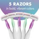 BIC Soleil 3 Sensitive Women's Disposable Razors, 3 Blades With Moisture Strip For a Silky Smooth Shave, 5 Piece Razor Set