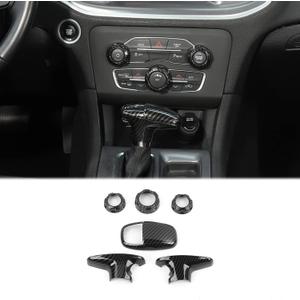 Voodonala for Challenger Charger Gear Shift Radio AC Switch Knob Protection Cover Trim for 2015-2024+ Dodge Challenger Charger Interior Accessories,Carbon Fiber 6PCS Voodonala for Challenger Charger Gear Shift Radio AC Switch Knob Protection Cover Trim for 2015-2024+ Dodge Challenger Charger Interior Accessories,Carbon Fiber 6PCS