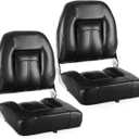  Back Folding Boat Seats Low/High 2 Pack, Waterproof Fishing Boat Captain Chairs Includes Stainless Steel Screws, Black
