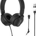 Maxell Wired Headphones with Detachable Boom Mic & Volume Control, Ideal for Classrooms, Offices, & Remote Learning, Reversible, 197304, Compatible with All USB-C Devices