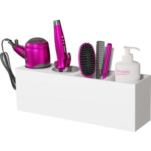 Wall Mount Hair Tool Organizer, Acrylic Hair Dryer Holder with 2 Stainless Steel Cup, for Hair Straighteners, Flat Iron, Curling Wand, Blow Dryer (16 inch)