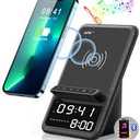 AFK Wireless Charging Station with Bluetooth Speaker and Alarm Clock,Wireless Charger Compatible with iPhone,Android Phones(Black)
