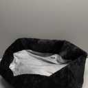 Asuprui Unstuffed Pouf Ottoman Round Poof Ottoman No Filler Soft Faux Fur Foot Stool 20x20x12 Inches Fuzzy Chair Floor Pouf Foot Rest with Storage for Living Room Bedroom Black