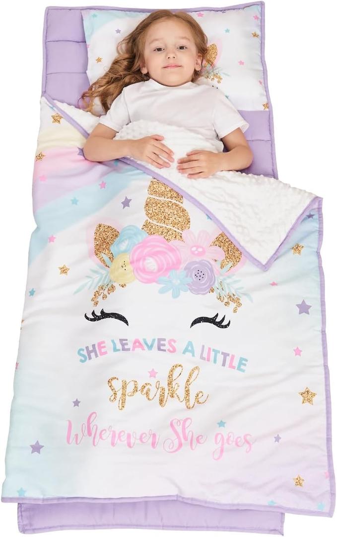 Extra Large Kids Sleeping Bag, Toddler Nap Mat with Pillow & Blanket, Soft Sleeping Mat for Daycare and Preschool