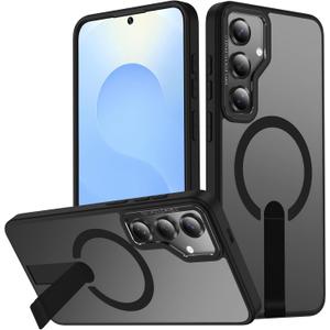 EMMTIPU Galaxy S25+ Plus Case with Stand, Compatible with MagSafe Wireless Charging, [Military Drop Protection] Non-Slip Shockproof Magnetic Phone Case Cover for Samsung Galaxy S25+ (Black)