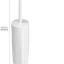 mDesign Slim Plastic Toilet Bowl Brush and Holder Set, Modern Compact Storage Organizer Cleaner Scrubber for Toilet - Heavy Duty Cleaning Plunger for Bathroom, Aura Collection - White