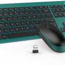 Wireless Keyboard and Mouse Combo - Full Size Slim Thin Wireless Keyboard Mouse with Numeric Keypad 2.4G Stable Connection Adjustable DPI (Dark Green)