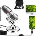 USB Microscope Camera with Stand & Carrying Case, Cainda Digital Microscope Compatible with Android Windows Linux Mac, Portable Magnifier Camera for Kids Students Adults(Not for iPhone/iPad) (Gray)