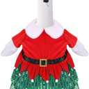 Christmas Goose Outfit for 23in/58.42cm Lawn Goose, Cute Santa Claus Costume with Bow Hair Clip for Porch Yard Garden Outdoor Holiday Decoration