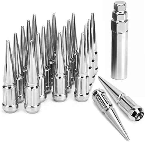 DYNOFIT 12mmx1.5 Wheel Spike Lug Nuts, 20 x M12x1.5 Lug Nut, 3.35 inch Tall Closed End Nuts with 1 Socket Key Compatible with Acura Honda Chevy Hyundai Toyota Lexus Mitsubishi(Chrome) DYNOFIT 12mmx1.5 Wheel Spike Lug Nuts, 20 x M12x1.5 Lug Nut, 3.35 inch Tall Closed End Nuts with 1 Socket Key Compatible with Acura Honda Chevy Hyundai Toyota Lexus Mitsubishi(Chrome)