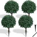 Artificial Boxwood Topiary Ball Trees 4pcs UV Resistant Faux Bushes