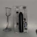 Rechargeable Milk Frother with Stand, Electric Frother Wand Handheld Coffee Foam Maker Detachable Stainless Steel Whisk Drink Mixer Foamer for Latte, Cappuccino, Hot Chocolate, Egg (Black)