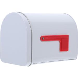 NUOBESTY Tinplate Gift Mailbox with Raised Signal Flags Mini Decorative Storage Box for Home Office Candy Holder Small Metal Mailbox for Outdoor Play Activities 6.14X4.40X3.70In (White)