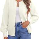 Saodimallsu Womens Button Down Cardigan Sweaters Crew Neck Long Sleeve Open Front Loose Fall Soft Knit Sweater Coats (Small, White)