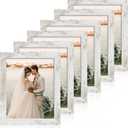 iRahmen 8x10 Picture Frame Set of 6, White Rustic Frame with High Definition Real Glass, 8 x 10 Wood Photo Frames for Tabletop Display and Wall Mounting