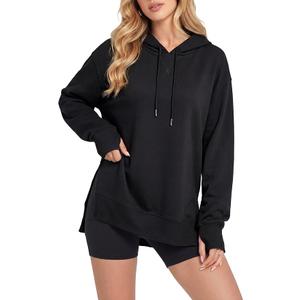 LYANER Women's Hoodies Side Slit Long Sleeve Thumb Hole Casual Loose Sweatshirts, L