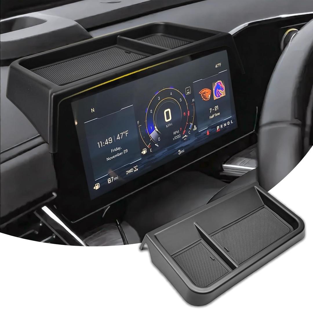 Dashboard Organizer Tray Compatible with Chevy 2025 2026 Tahoe & 2025 2026 Suburban Accessories, Custom-fit Instrument Cluster Storage Tray Behind the Wheel Compartment (NOT for model with HUD)