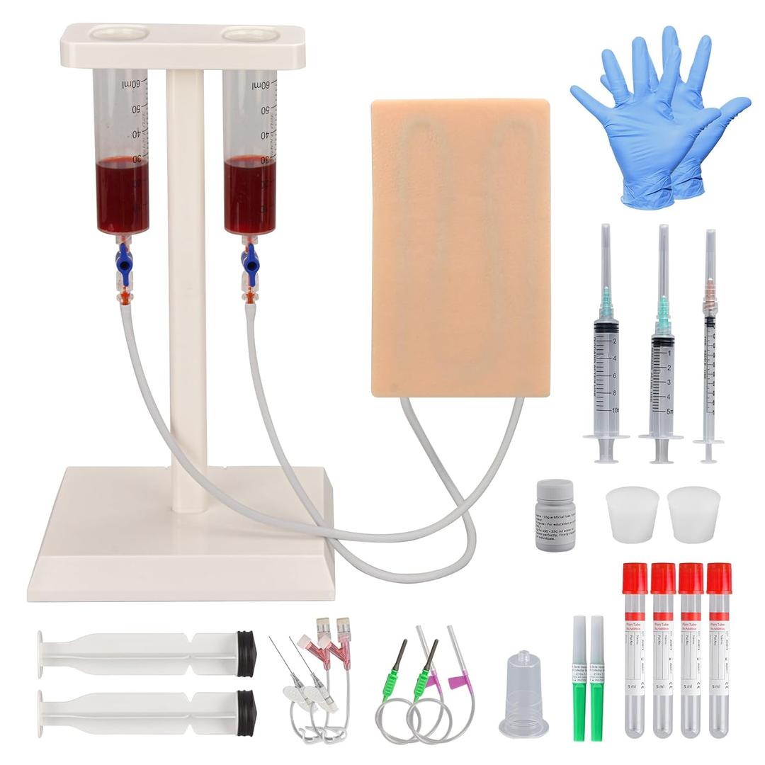 MedEduQuest Multipurporse IV Injection Phlebotomy Practice Kit, Venipuncture Practice Kit with Blood and Veins