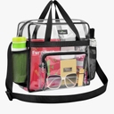 MAY TREE Clear Bag for Stadium Events 12×6×12 Clear Tote Lunch Bag with Reinforced Strap for Work, Concert and Sports, Black