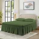 Dark Olive Wrap Around Bed Skirt for Full/Queen Beds 18" Drop,Green Bed Skirt Adjustable Elastic Dust Ruffles Easy Fit Wrinkle & Fade Resistant Luxurious Fabric Machine Washable
