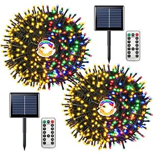 JMEXSUSS Solar String Lights Outdoor Waterproof, Total 400 LED 151FT Solar Christmas Lights Outdoor, 8 Modes Christmas Light for Outside Patio Yard Tree Decorations, Warm White to Multicolor