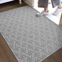 DEXI Door Mat Inside Entrance 2.6x4, Front Doormat for Entryway, Dirt Trapper Absorbent Easy Clean, Rubber Backing Non Slip Low Profile Thin Floor Entry Mats, Basket Weave Grey (2.6' x 4' (Rectangular))