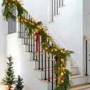 9ft Artificial Norfolk Pine Garlands, Real Touch Winter Pine Garland, Green Artificial Greenery Garland, Winter Decorations for Home for Table, Mantle, Wall