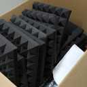 Acoustic Panels - 12 Pack 12x12x2 Inches Black Pyramid Acoustic Foam, Fire-Proofed Soundproof Wall Panels, 25kg/cbm Sound Proof Foam Panels  Sound Panels for Recording Studio and Music Room
