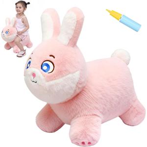INPANY Bouncy Horse, Bunny Rabbit Hopper Toys, Toddler Plush Bouncing Animal, Kids Inflatable Ride on Rubber Bouncer, Outdoor Birthday Gift for 2 3 4 Yr Boy Girl