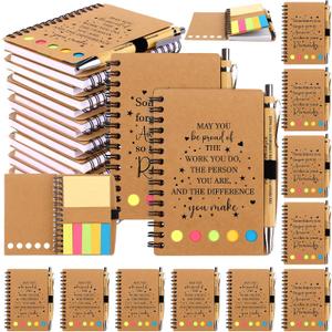 10 Sets Employee Appreciation Thank You Gifts Thank You Appreciation Gifts Notebook with 10Pcs Bamboo Ballpoint Pens, Inspirational Notebook Bulk Employee Appreciation Gifts Spiral Notebook Journal, 5.3 x 4.1 inches