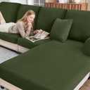 BT.WA Sectional Couch Covers for Sofa Cushion L Shaped Couch Cover Washable Soft Couch Cushion Covers Stretch Sofa Slipcovers(2-Piece for Sofa Armrest Cover, Green)