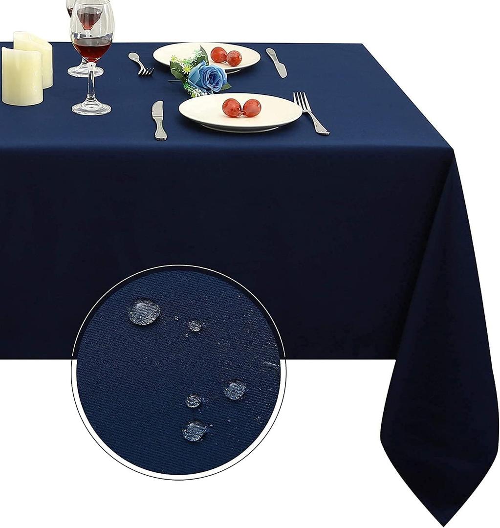 Obstal Rectangle Table Clothes for 8 Foot Rectangle Tables, Oil-Proof Spill-Proof and Water Resistance Tablecloth, Decorative Fabric Table Cover for Outdoor and Indoor Use (Navy Blue, 60 x 120 Inch)