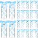 Jingmore 24 Pcs 14 oz Blue Bow Plastic Cups Reusable Coquette White Florets Aesthetic Cute Bottles with Lids and Straws with Ribbon Bow for Women Birthday Bridal Shower Wedding Gifts Party Supplies
