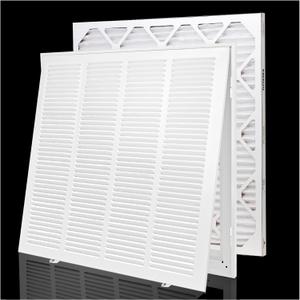 16x16 Return Air Filter Grille for 16"W x 16"H Duct Opening,Wall Return Air Vent Cover Grille with Filter [Included 1PK 1"Thick],Steel HVAC Vent Cover Filter Grill Outer Dimension: 18 5/8"W X 18 5/8"H