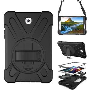 Case for Samsung Galaxy Tab S2 8.0 2015 (SM-T710/T713/T715/T719),Portable Heavy Duty Drop proof Protective Cover Case with 360 Rotating Stand, Handle & Shoulder Strap, Stylus Pen (New Black)