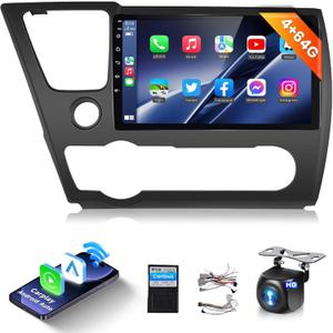 DSP 32EQ 4G 64G Radio for Honda Civic 2013-2017 Car Stereo with Wireless CarPlay/Android Auto/9inch 1280x720P IPS Touchscreen/Bluetooth 5.0/GPS/WiFi/MirrorLink/IP69k AHD Backup Camera