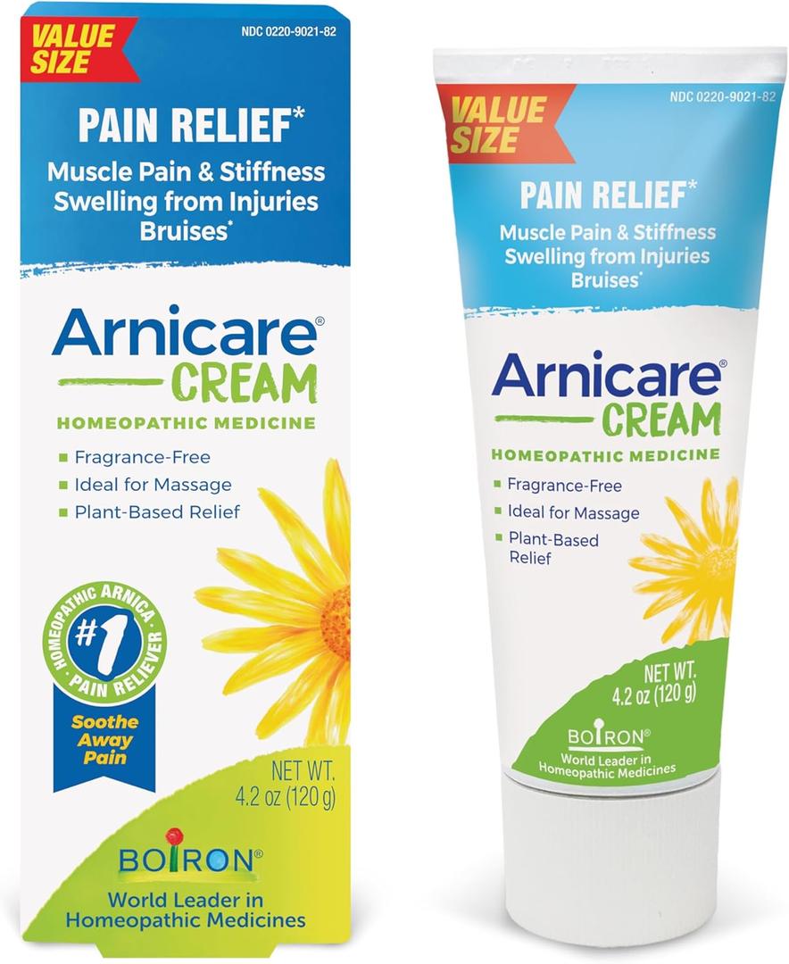 Boiron Arnicare Cream Natural Soothing Relief for Joint Pain, Muscle Pain, Inflammation, Soreness, and Bruises - Fast Absorbing and Fragrance-Free - 4.2 oz (4.2 Ounce (Pack of 1))
