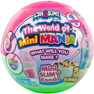 CRA-Z-Slimy World of Mini Mania Surprise Ball Collectables Make Your own Miniature Slimy Foods with add ins- Styles May Vary