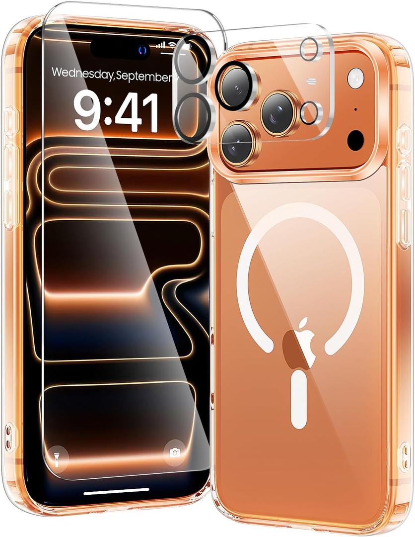 toushion 3 in 1 for iPhone 17 Pro Max Case Clear,Fits MagSafe, Not Yellowing, Screen Protector*1 Camera Lens Protector*1, Military-Grade Protection for Phone Cover 6.9 inch