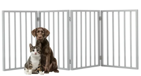 PETMAKER Pet Gate Dog Gate for Doorways, Stairs or House Freestanding, Folding, Accordion Style, Wooden Indoor Dog Fence (4 Panel, Gray)