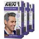 Just For Men Touch of Gray, Mens Hair Color Kit with Comb Applicator for Easy Application, Great for a Salt and Pepper Look - Dark Brown, T-45, Pack of 3