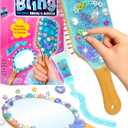 Decorate Your Own Wooden Mirror & Brush Set - Gifts for 6 7 8 9 10-12 Year Old Girl, Birthday Gift for Girls, DIY Arts and Craft Kit for Girls Ages 6-12, Tweens Gift Mothers Day Craft for Kids