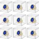 Championship Ring Display Case 15pcs Clear Acrylic Plastic Baseball Display Case Small Showcase with Mini Card Stand Holder Square Storage Box for Jewelry Sport Ring Candy Box